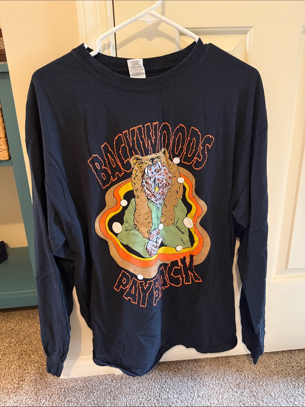 Gildan Black Long-Sleeve Kids Tee with Multicolor Backwoods Graphic